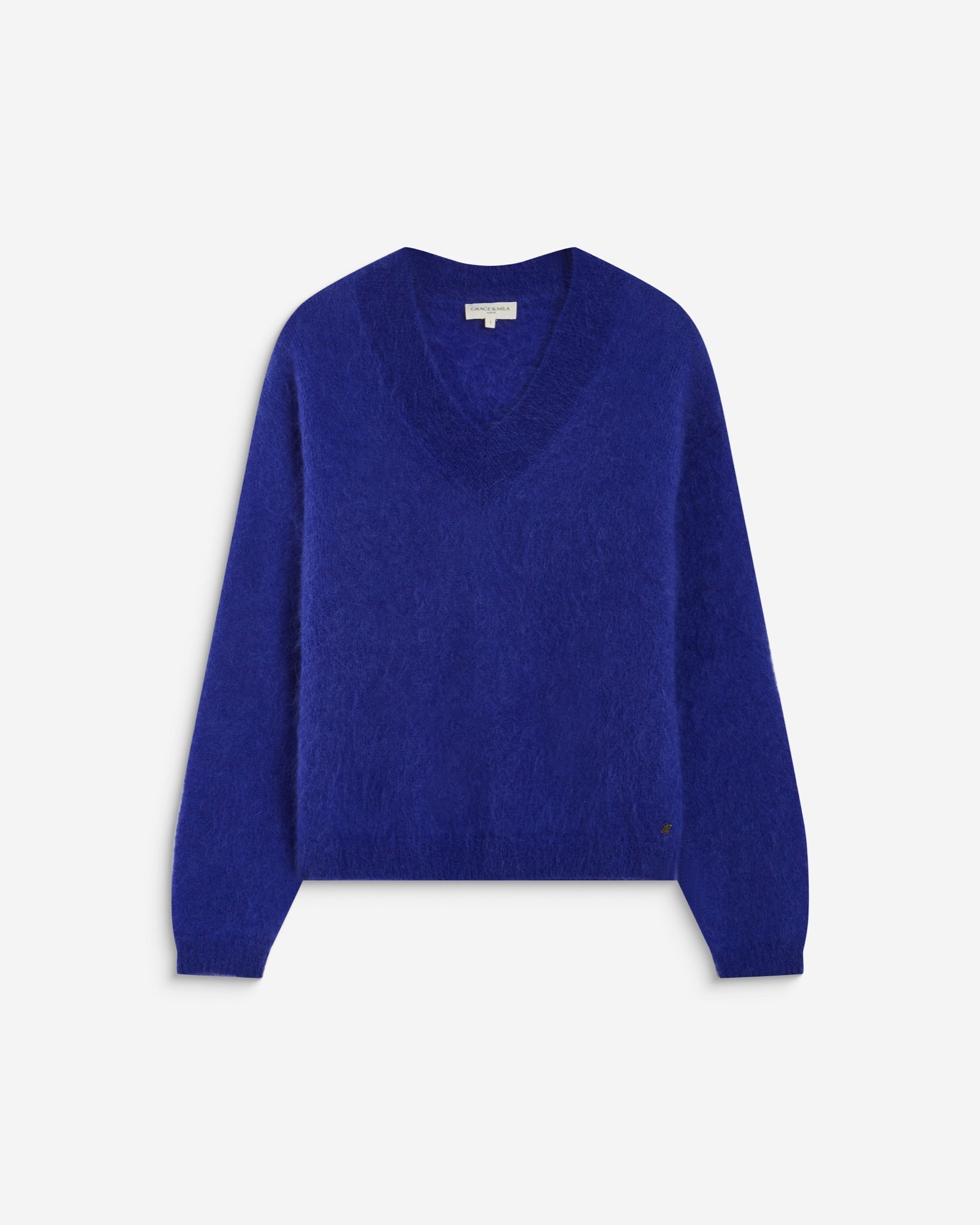 Adorable Pull col V en mohair — Cobalt — Grace & Mila