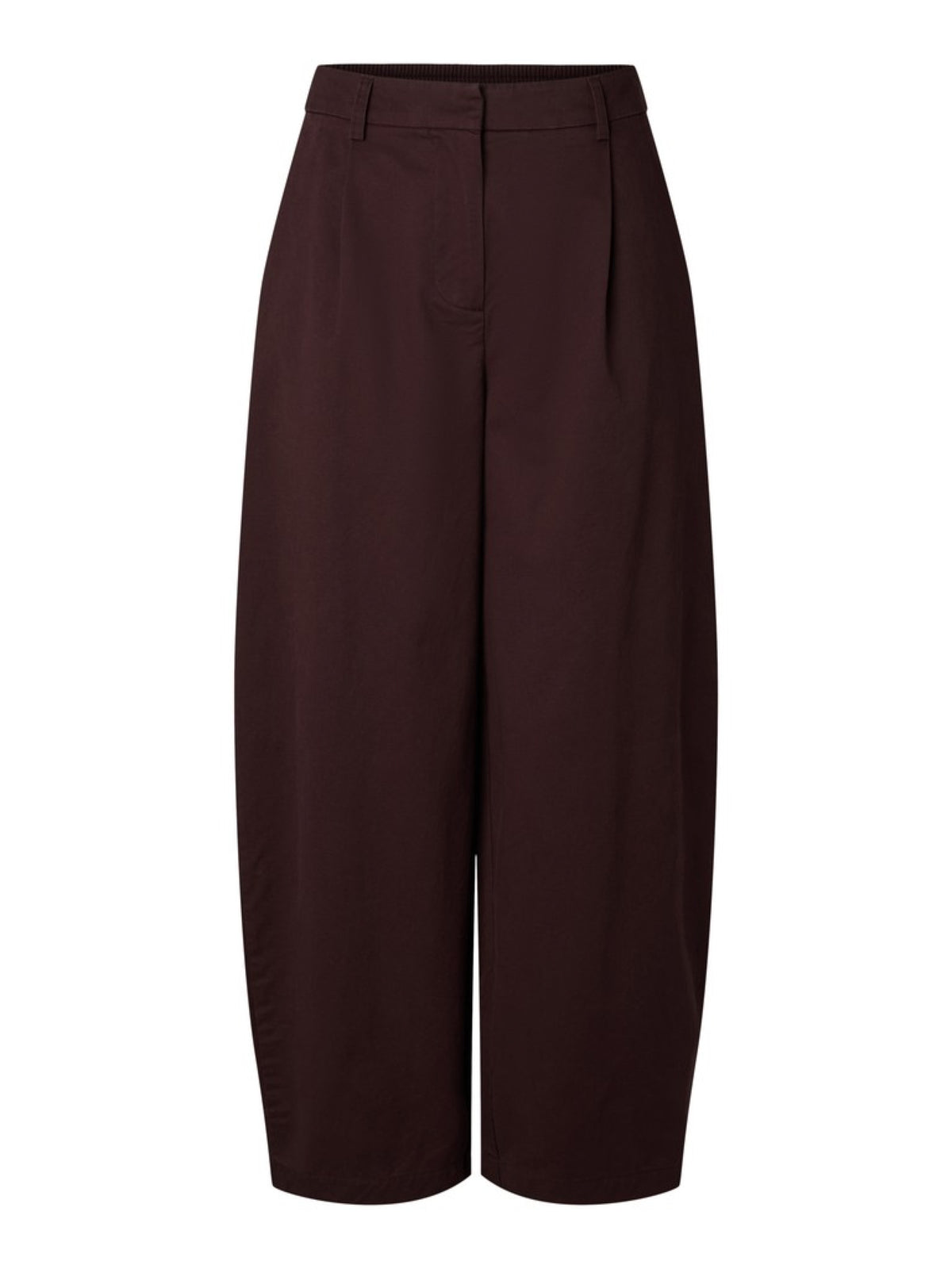 PCPAM Pantalon barrel taille haute en coton — Pieces — Chocolate Plum — packshot | Appart 17 Bruxelles