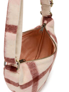 Hindbag Andrea Sac demi-lune d'hiver, velours, tartan ou effet laine — Hindbag — Tartan rose — vue de l'intérieur 5 | Appart 17 Bruxelles