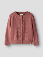 NMFOPLEA Gilet en maille ajourée fille — Lil' Atelier — Withered Rose — autre vue 2 | Appart 17 Bruxelles