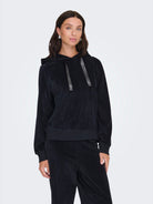 JDYVIDA Sweat à capuche en velours — Noir — vue 3