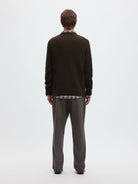 SLMPIM Pull col rond en maille côtelée à manches raglan — Selected Homme — Delicioso — porté, de dos 4 | Appart 17 Bruxelles