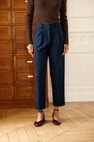 Pantalon carotte Parot à plis marqués — Marine — vue 2