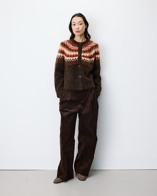 Alekio Cardigan jacquard nordique — Chocolat