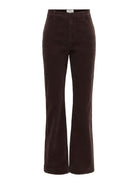 JDYCOURTNEY Pantalon bootcut taille haute en velours côtelé, longueur 32 — JDY — Black Coffee — packshot, de face | Appart 17 Bruxelles