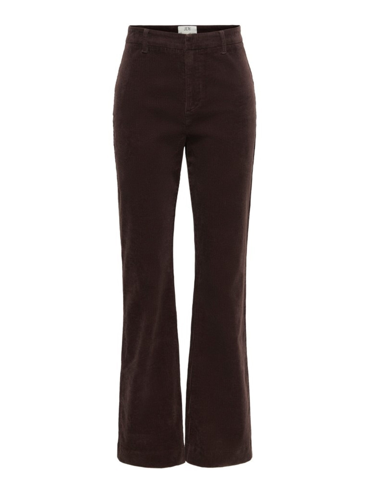 JDYCOURTNEY Pantalon bootcut taille haute en velours côtelé, longueur 32 — JDY — Black Coffee — packshot, de face | Appart 17 Bruxelles