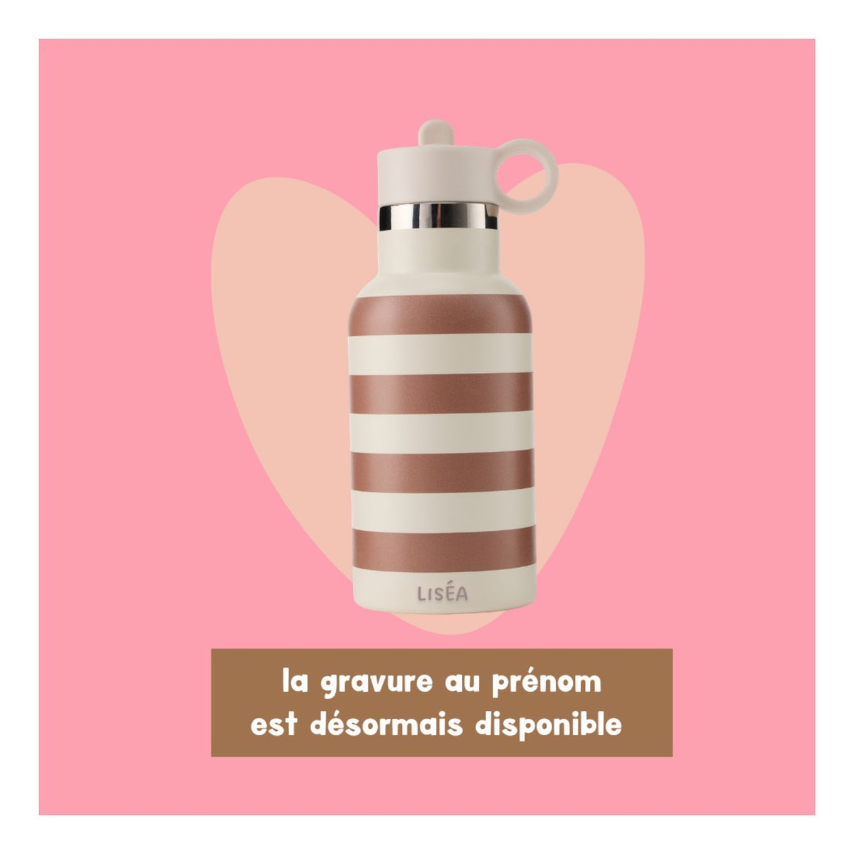 Gourde isotherme enfant 350 ml — Atelier Wagram — Rayures marron — autre vue 2 | Appart 17 Bruxelles