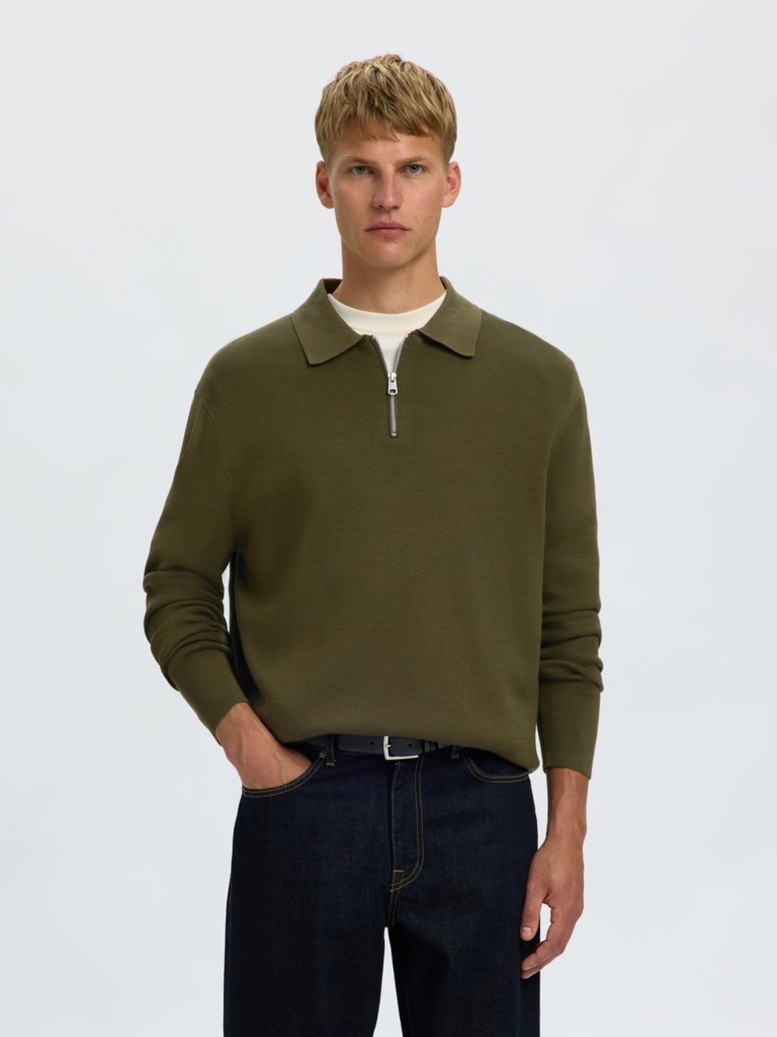 SLMTELLER Polo demi-zip en maille — Kalamata — vue 2