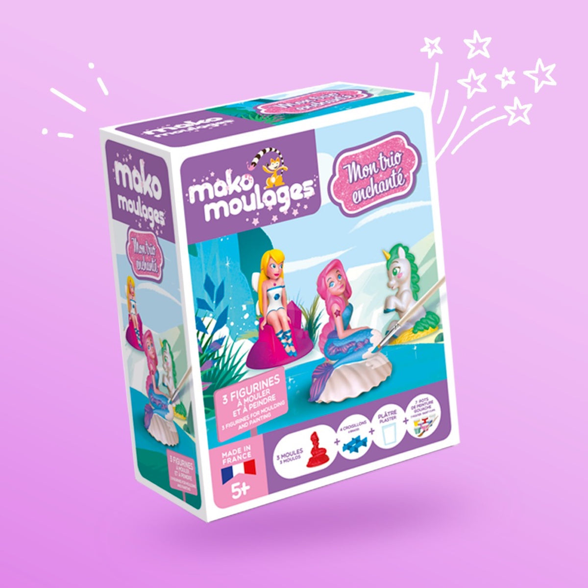 Kit de moulage Mon trio enchanté, 3 figurines — mako moulages — Mon trio enchanté — packshot | Appart 17 Bruxelles