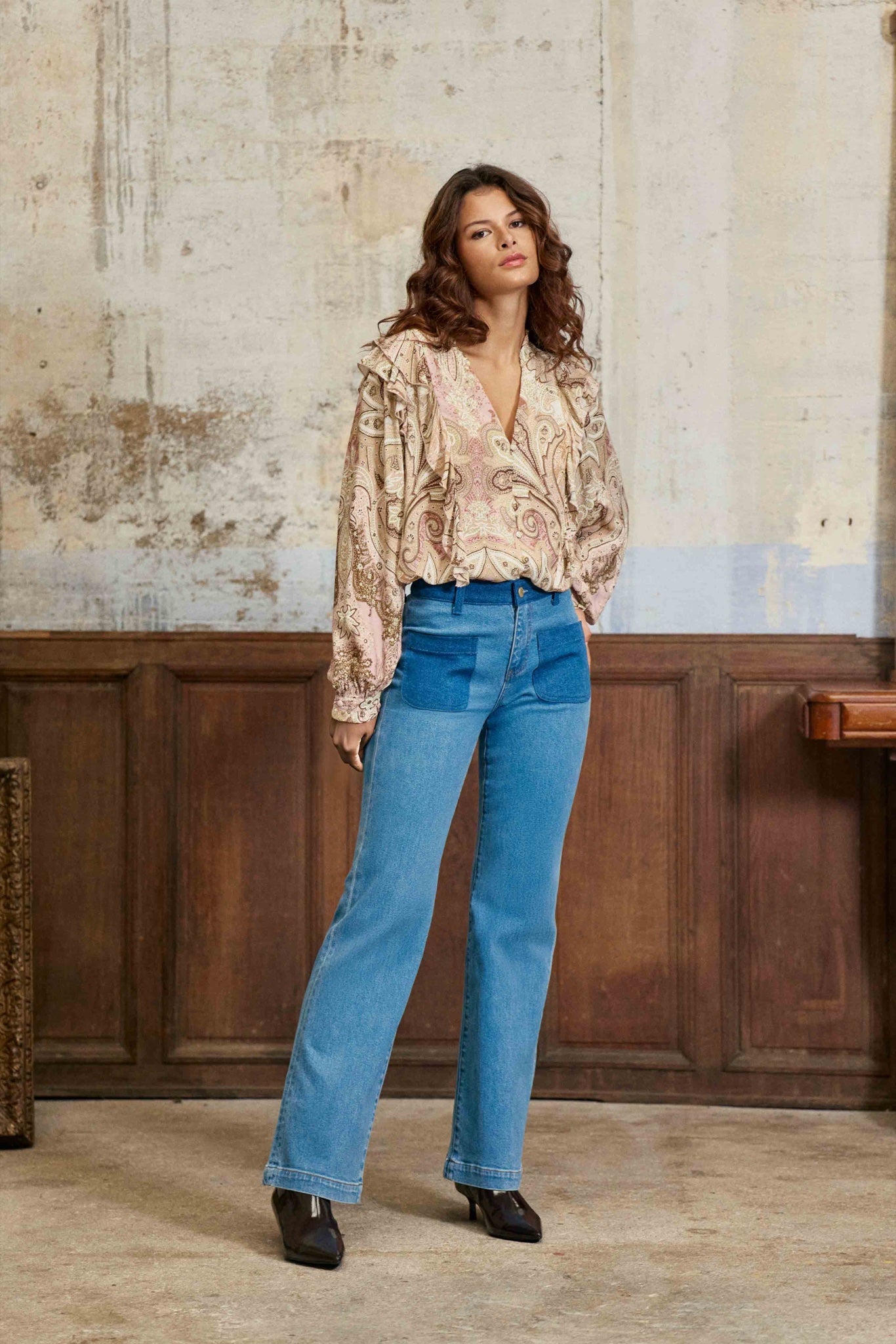 Jean flare Sonnya taille haute — Stone — vue 7