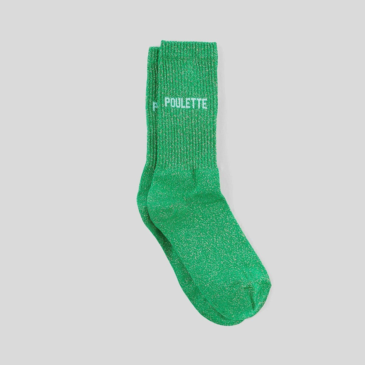 Chaussettes « Poulette » pailletées — Félicie Aussi — Vert pailleté — vue 2 | Appart 17 Bruxelles