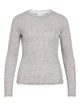 VIELIANNE Top manches longues col rond en maille côtelée fine — VILA — Light Grey Melange — packshot | Appart 17 Bruxelles