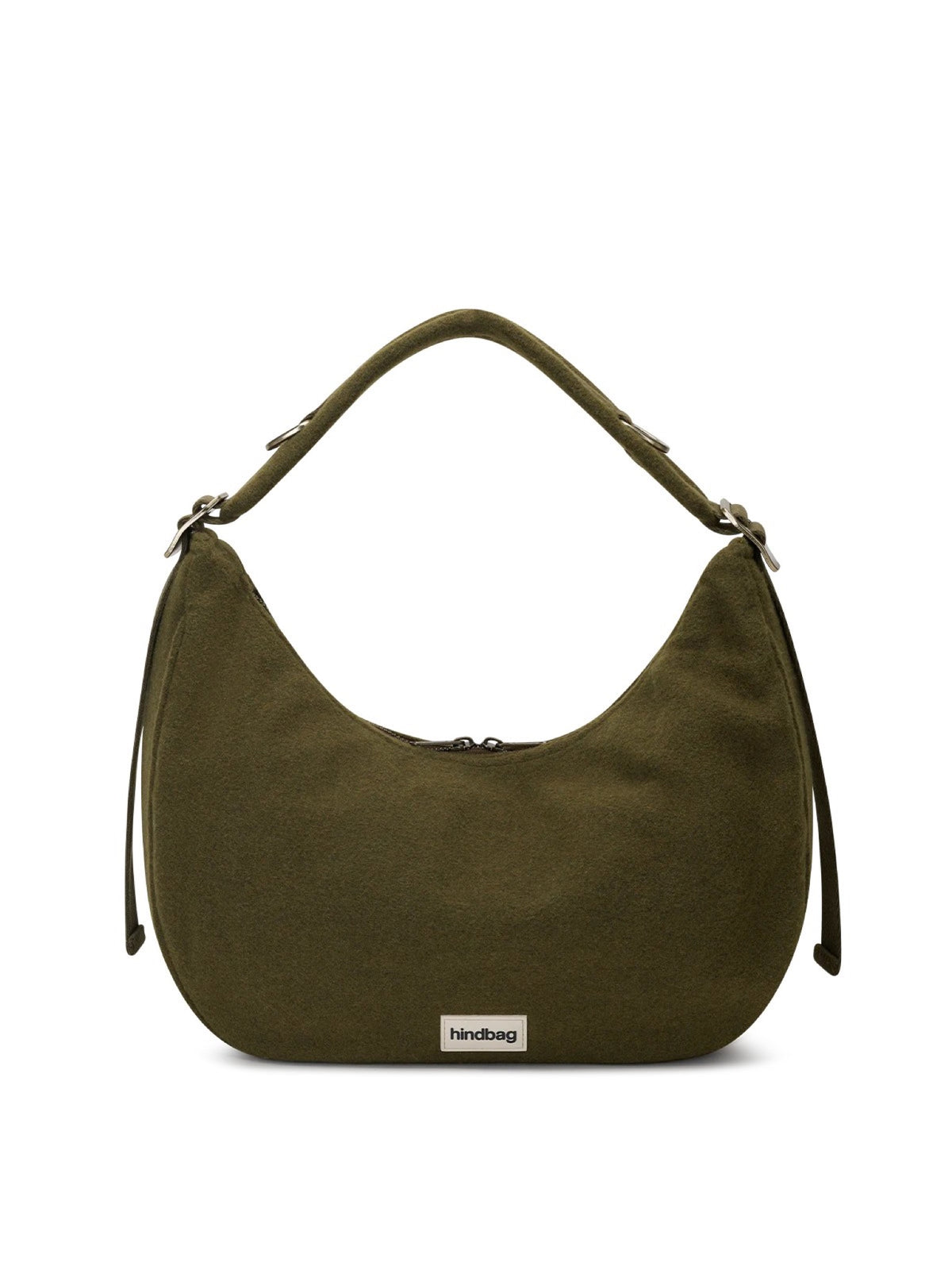 Hindbag Bianca Sac hobo porté épaule, velours ou effet laine — Hindbag — Effet laine khaki — packshot 3 | Appart 17 Bruxelles