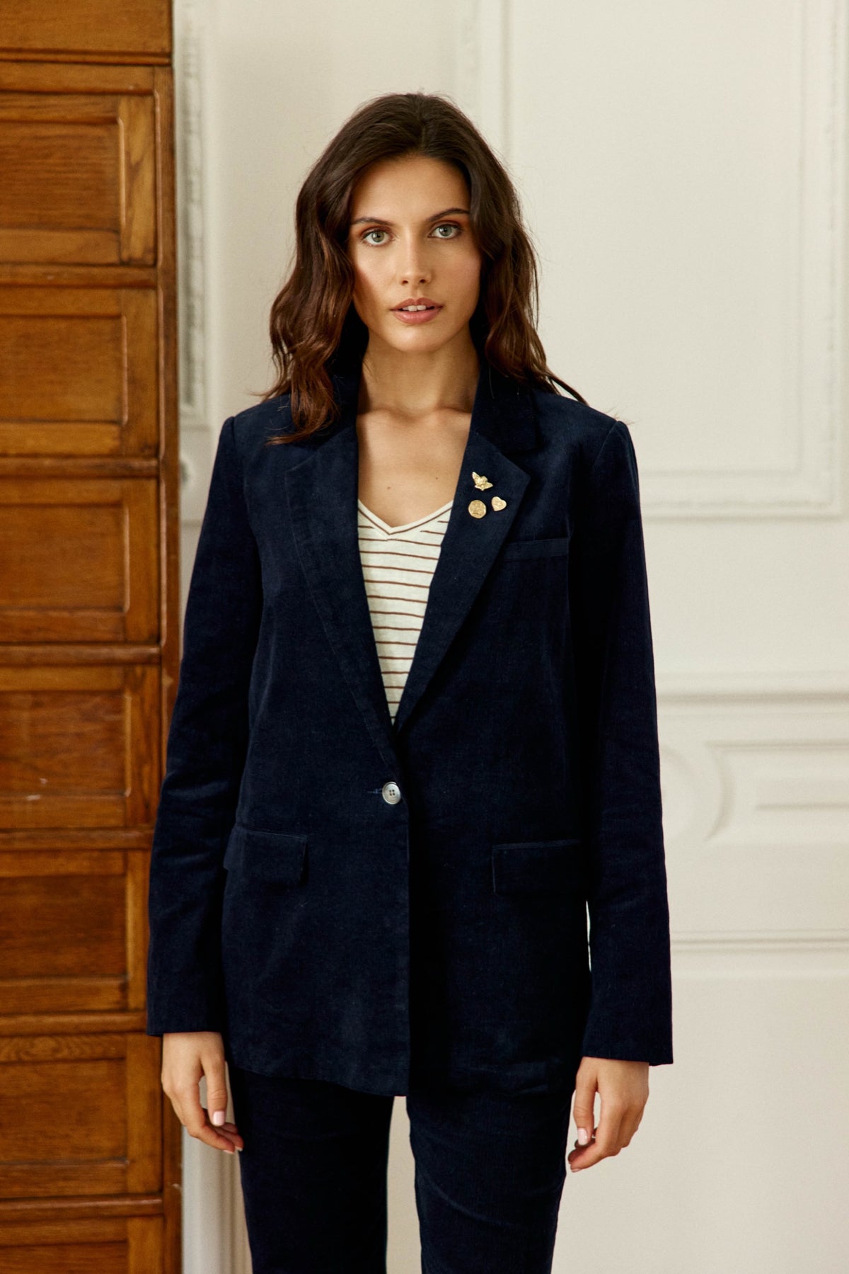 Veste de tailleur Viano en velours côtelé — Marine