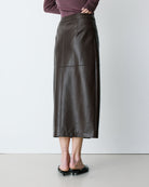 Aenor Jupe midi en simili-cuir — Chocolat — vue 6