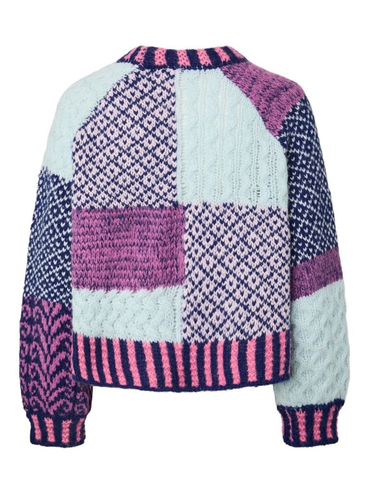 PCFUSION Pull oversize en grosse maille patchwork colorblock — Pieces — Sachet Pink — packshot 9 | Appart 17 Bruxelles