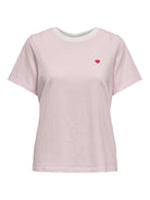 JDYPISA T-shirt col rond en coton bio à imprimé — JDY — Cloud Dancer / Parfait Pink Stripes — packshot | Appart 17 Bruxelles