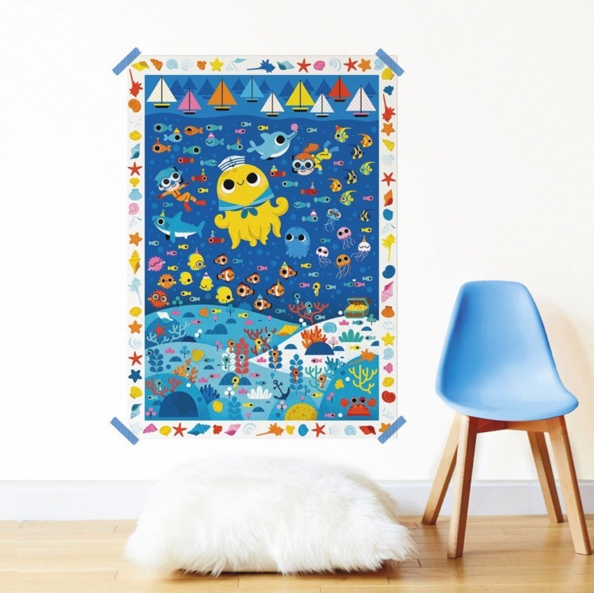 Poster créatif Poppik La mer — poster accroché dans une chambre | Appart 17 Bruxelles