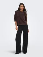 JDYJAYLA Pull col rond en maille plume — JDY — Coffee Bean — porté 2 | Appart 17 Bruxelles
