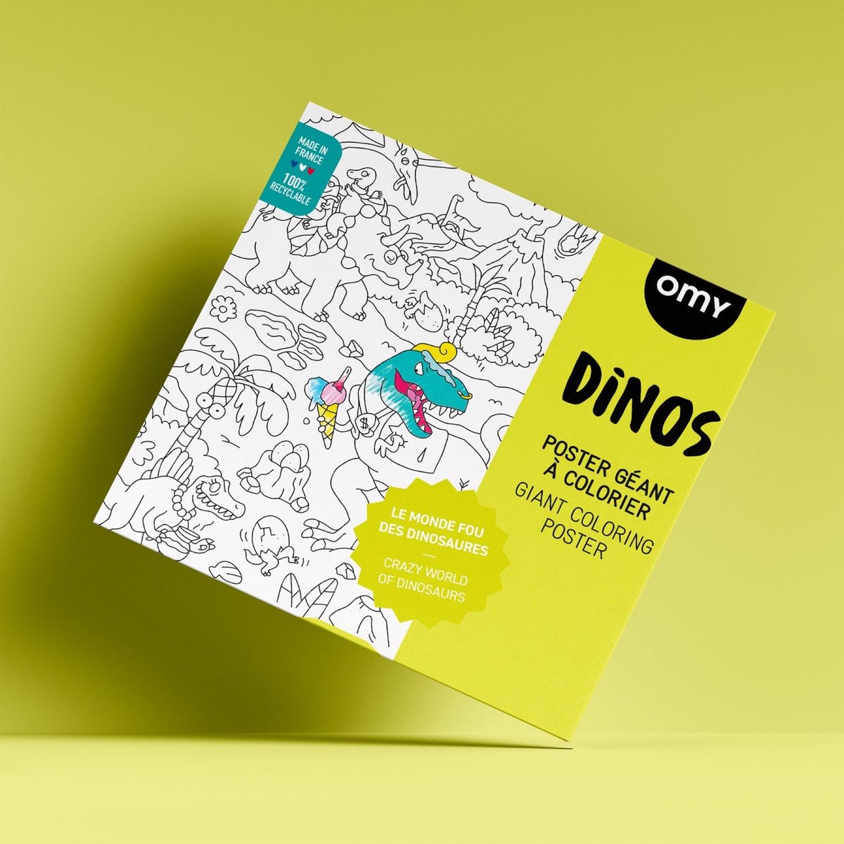 Poster géant à colorier 70 × 100 cm — OMY — Dinos — packshot | Appart 17 Bruxelles
