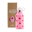 Gourde isotherme enfant 350 ml — Atelier Wagram — Rose cœurs rouges — packshot | Appart 17 Bruxelles