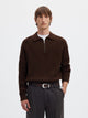 SLMBEN Pull col polo zippé en laine RWS — Selected Homme — Delicioso — porté, de face | Appart 17 Bruxelles