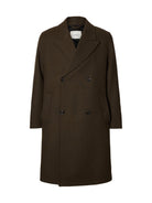 SLMSERGIO Manteau long croisé en laine recyclée Manteco — Selected Homme — Peat — packshot 6 | Appart 17 Bruxelles