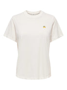 JDYPISA T-shirt col rond en coton bio à imprimé — JDY — Cloud Dancer / Lemon — packshot | Appart 17 Bruxelles