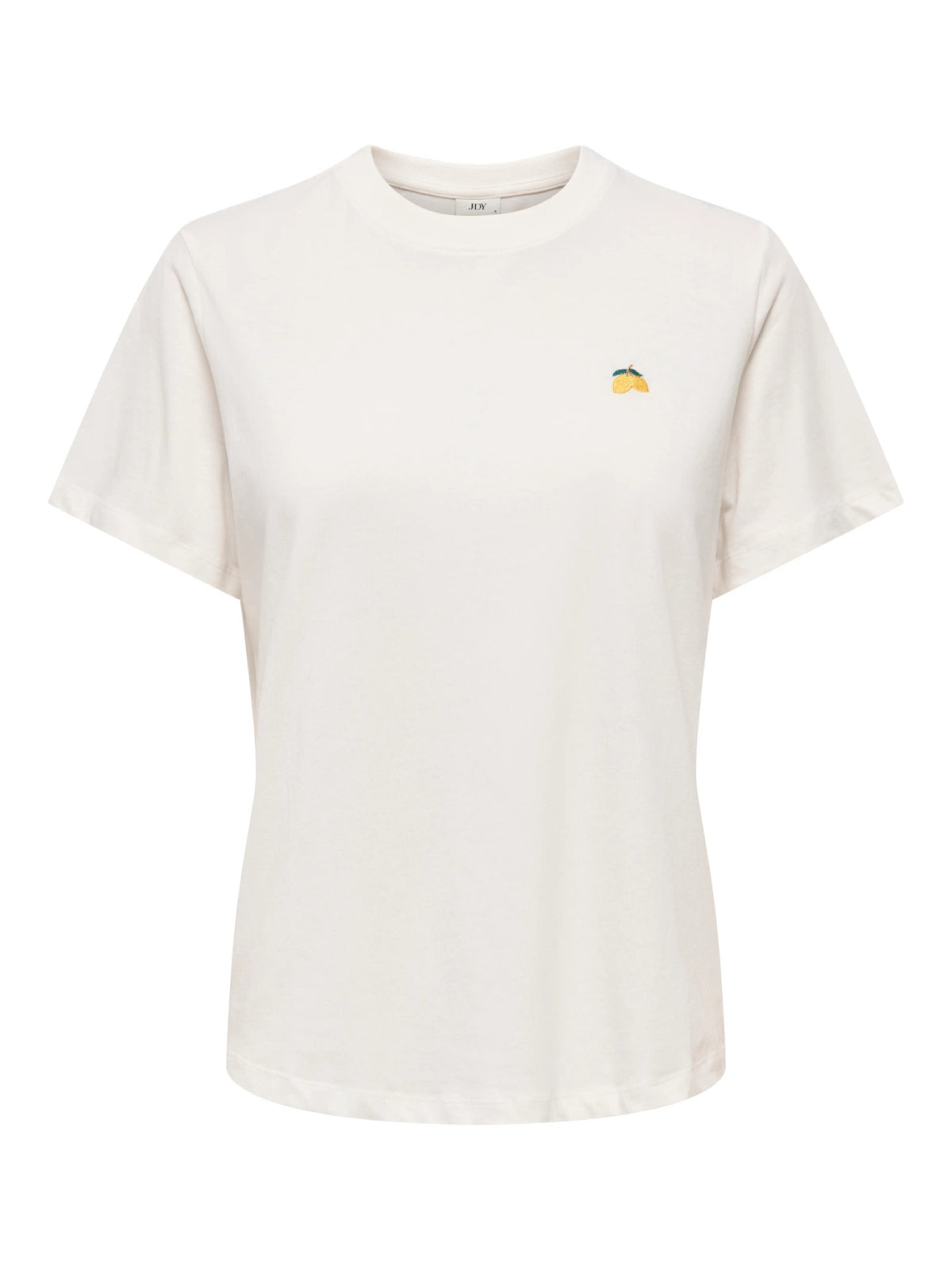 JDYPISA T-shirt col rond en coton bio à imprimé — JDY — Cloud Dancer / Lemon — packshot | Appart 17 Bruxelles