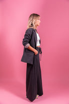 PATTY Pantalon large en maille mélangée laine — Gris — vue 3