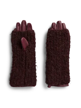 PCALASKA Gants 2-en-1 simili cuir et mitaines en maille — 2 coloris