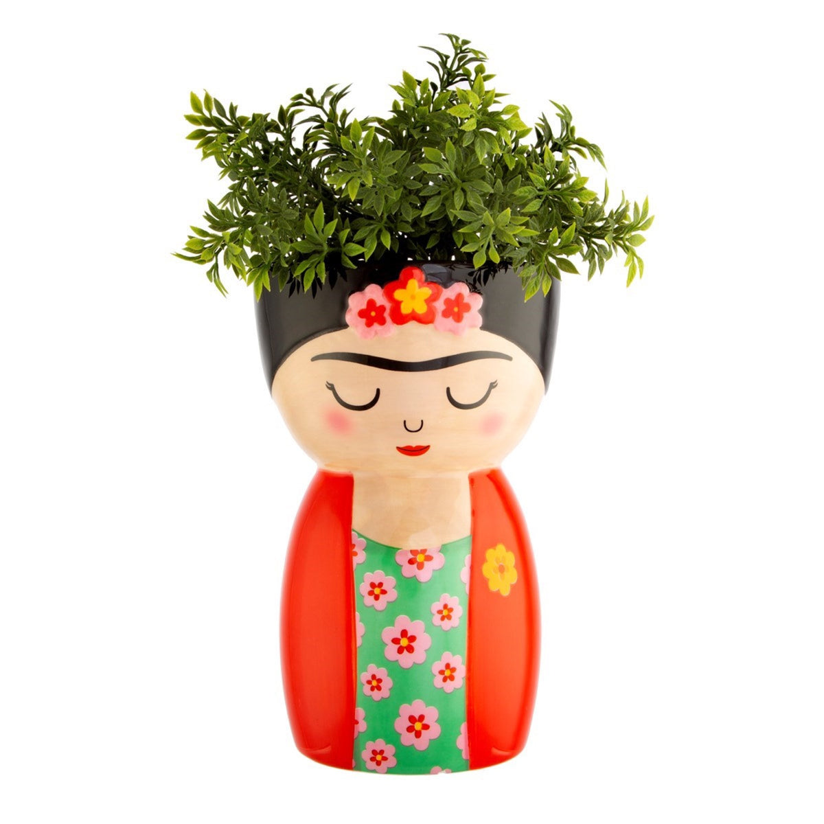 Vase Frida Kahlo en forme de buste — Sass & Belle Europe — Rouge — avec fleurs 3 | Appart 17 Bruxelles