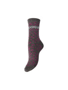 PCSEBBY Chaussettes pailletées léopard à slogan — Pieces — Asphalt — packshot | Appart 17 Bruxelles