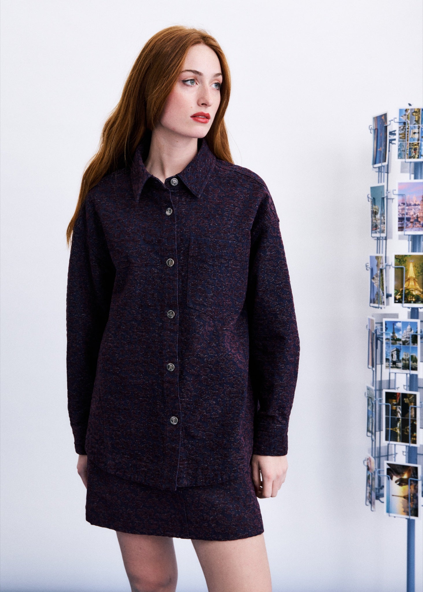 HONGDAE Surchemise en tweed — Bordeaux — vue 4