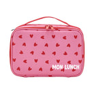 Lunch bag isotherme enfant — Atelier Wagram — Cœurs rouges fond rose « Amour » — packshot | Appart 17 Bruxelles