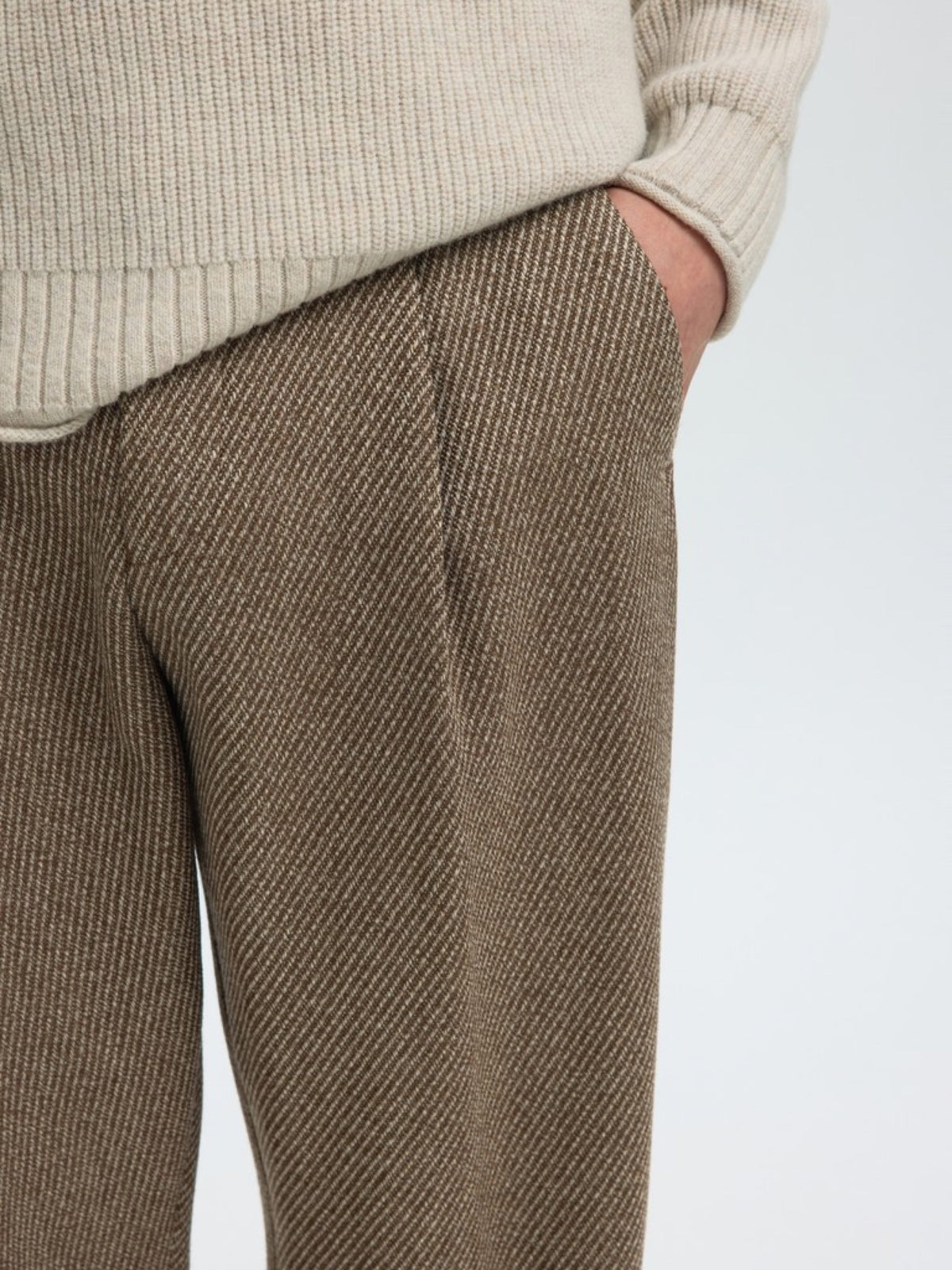 Selected Homme SLM220 LOOSE LOU Pantalon ample en laine — Selected Homme — Delicioso — porté, matière 4 | Appart 17 Bruxelles