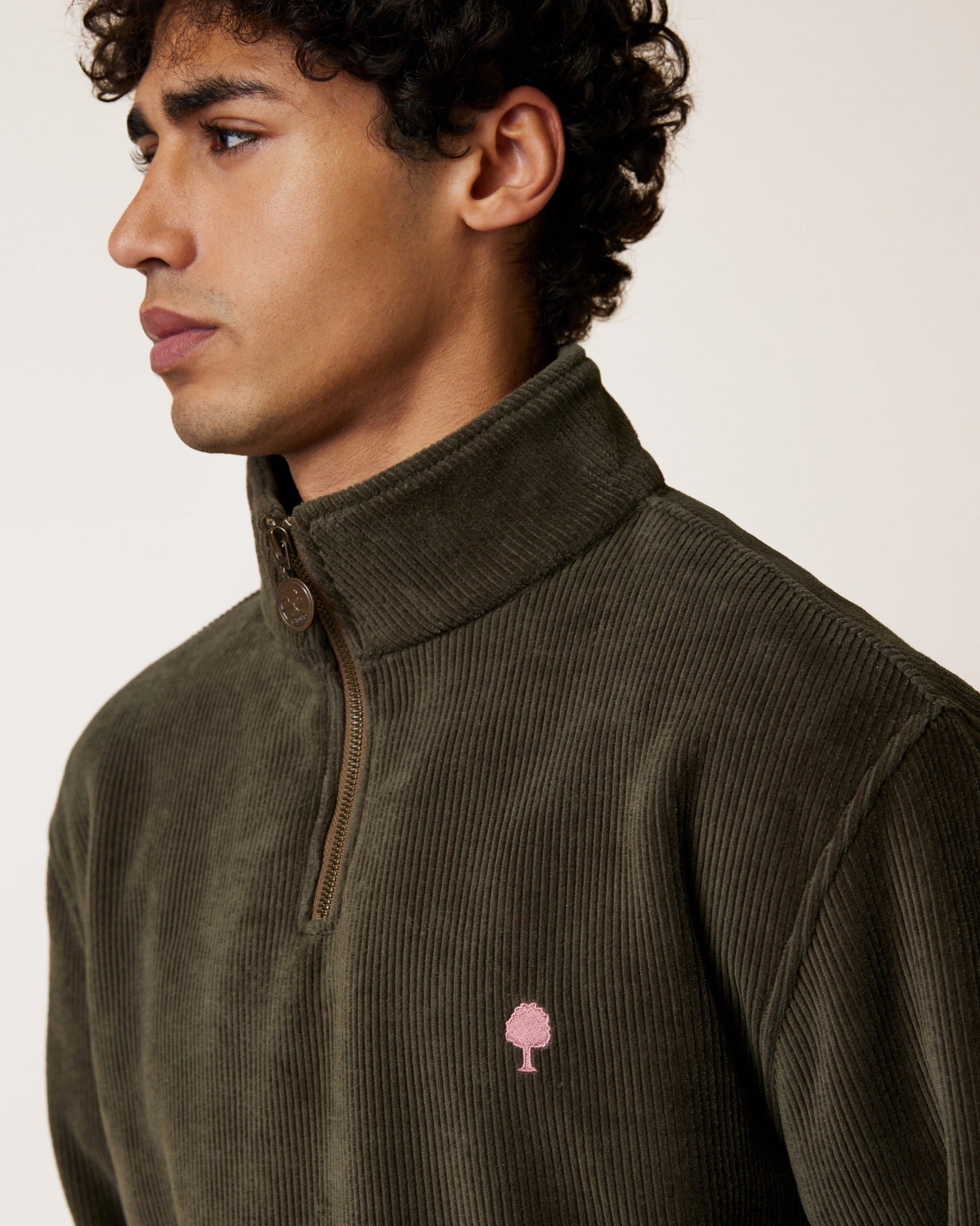 AMBOISE Sweat zippé col montant — Vert olive foncé — vue 4