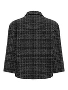 JDYDORIT Gilet-veste en maille jacquard effet tweed, manches 3/4 — JDY — Black Checks — packshot, vue de dos 2 | Appart 17 Bruxelles