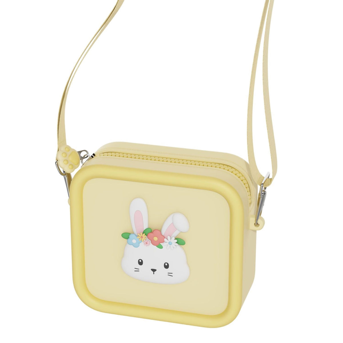 Pochette bandoulière en silicone pour appareil photo enfant — The Zoofamily — Lapin fleuri — autre vue 4 | Appart 17 Bruxelles