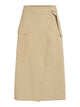 VIODINA Jupe midi taille haute en twill de coton — VILA — Pale Khaki — packshot, de face | Appart 17 Bruxelles