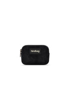 Hindbag Lili Porte-monnaie zippé, velours, tartan ou effet laine — Hindbag — Velours noir — packshot | Appart 17 Bruxelles