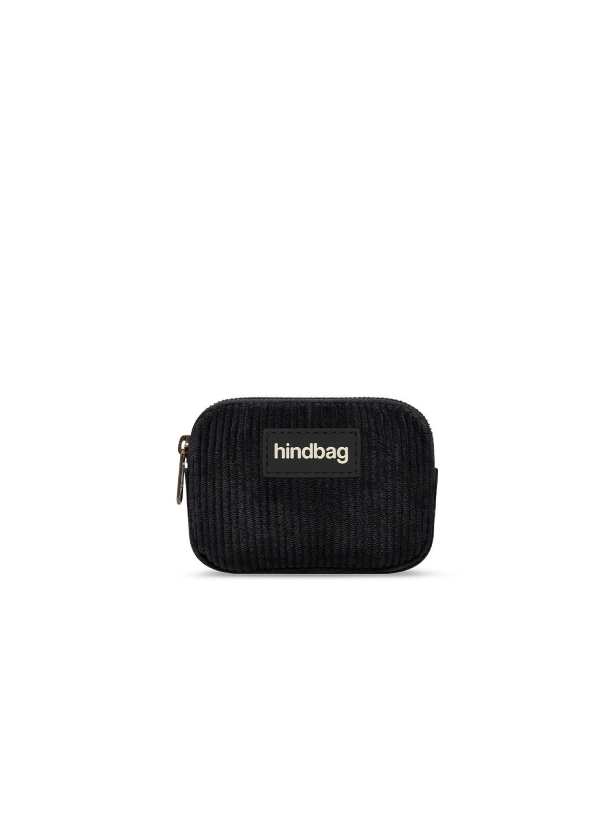Hindbag Lili Porte-monnaie zippé, velours, tartan ou effet laine — Hindbag — Velours noir — packshot | Appart 17 Bruxelles