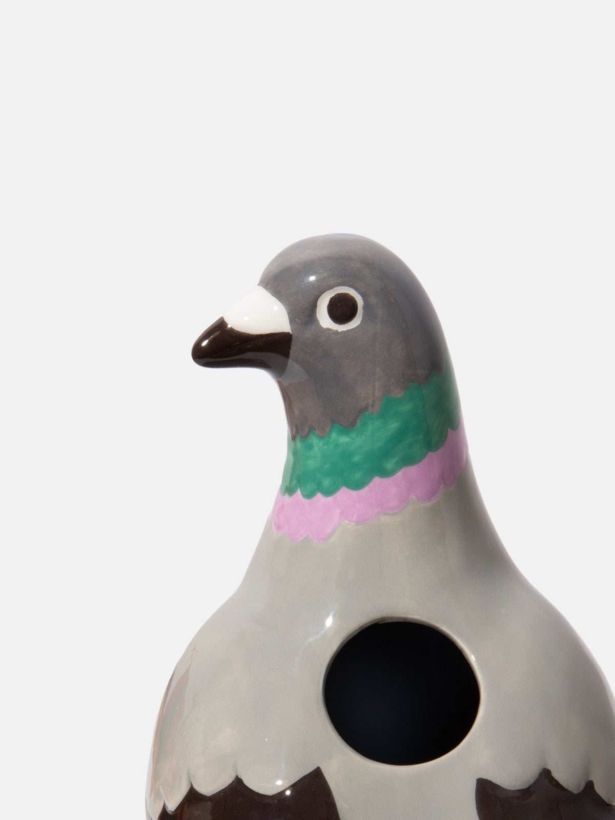 Vase pigeon en céramique, taille M — DOIY — Gris — détail de la tête 5 | Appart 17 Bruxelles