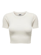 JDYCIRKELINE Crop top en maille fine manches courtes — JDY — Cloud Dancer — packshot 5 | Appart 17 Bruxelles