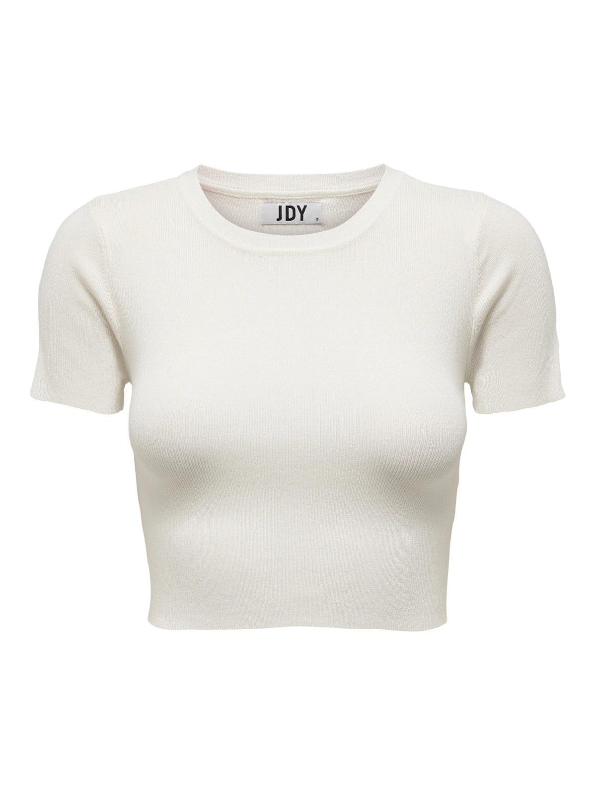 JDYCIRKELINE Crop top en maille fine manches courtes — JDY — Cloud Dancer — packshot 5 | Appart 17 Bruxelles