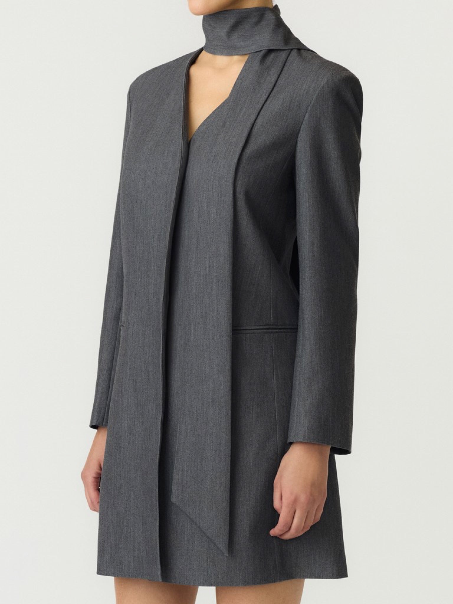 YASINVA Robe courte à foulard — Gris chiné — vue 6
