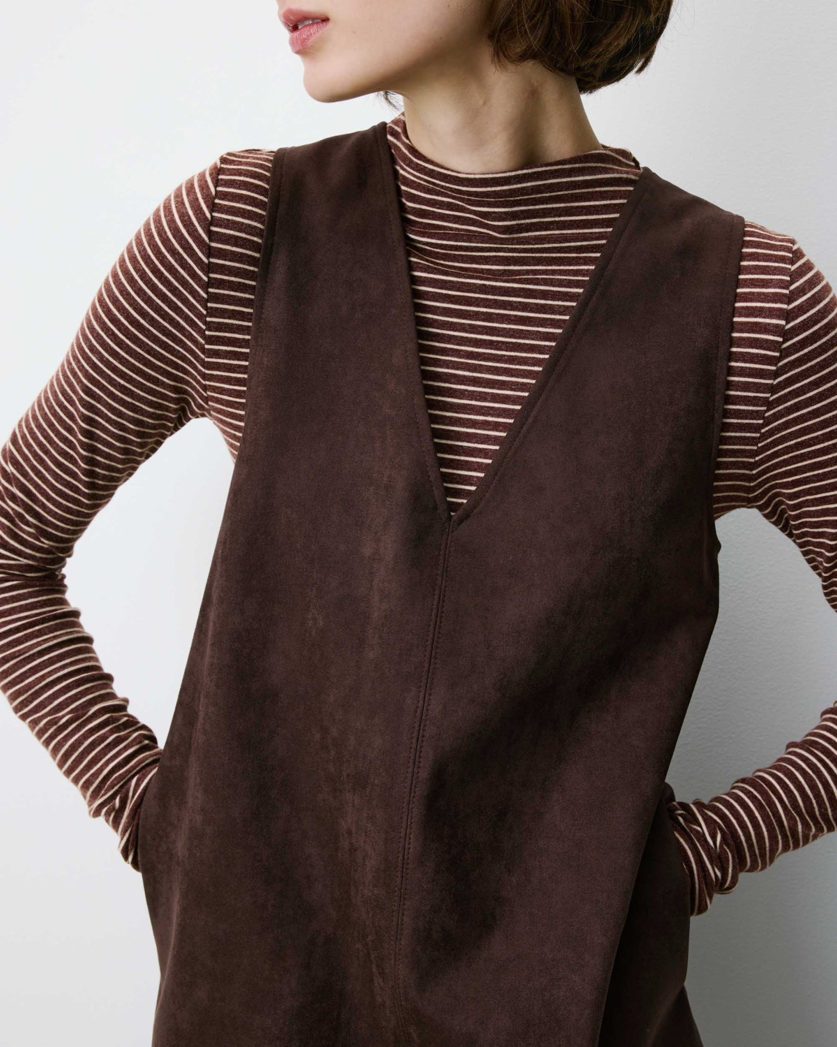 Anaya Robe chasuble en suédine — Chocolat — vue 4