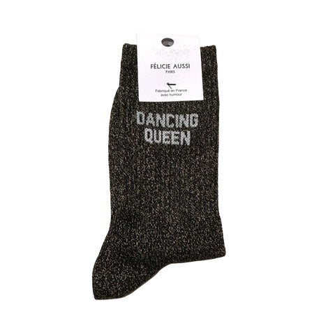 Chaussettes « Dancing Queen » pailletées — Félicie Aussi — Noir pailleté — photo produit | Appart 17 Bruxelles