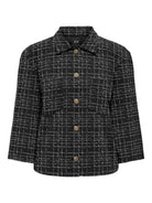 JDYDORIT Gilet-veste en maille jacquard effet tweed, manches 3/4 — JDY — Black Checks — packshot | Appart 17 Bruxelles