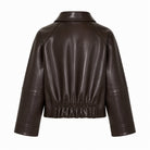 PLAKA Blouson court en simili cuir, col chemise — FRNCH — Chocolat — packshot, vue de dos 5 | Appart 17 Bruxelles